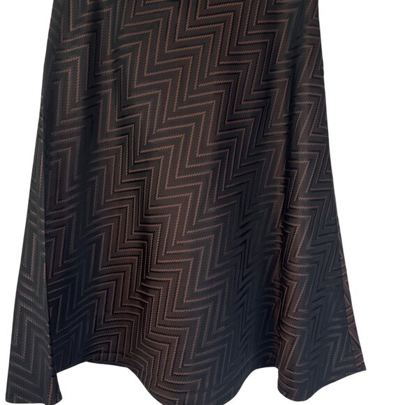 2/$30 Brown & Black Chevron A-Line Skirt By The Limited Size 10 Acetate Fabric M - Picture 7 of 14